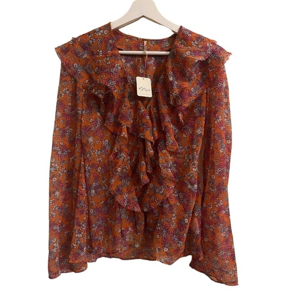 NWT  - Free People Nina Printed Top in Tulips Ditsy - Picture 4 of 7